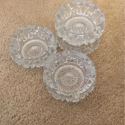 Four Piece Vintage Heavy Crystal Glass Ashtrays 