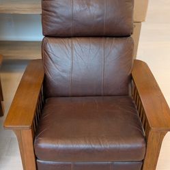 Used mission-style leather recliner