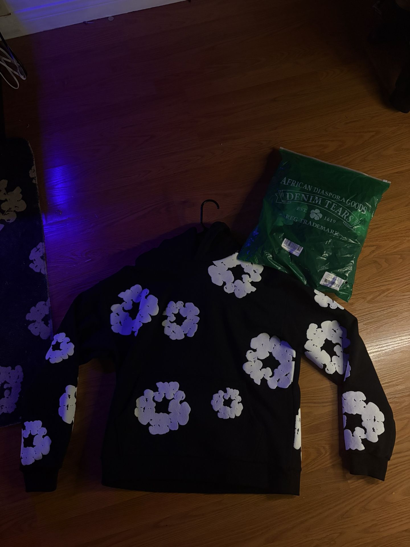 black Denim tear hoodie 