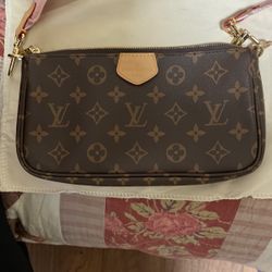 Monogram Louis Vuitton Purse With Pochette Pink Strap