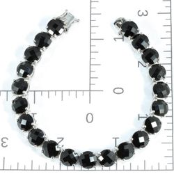 Black Spinel Sterling Silver Bracelet 21 8mm round for a total of 48 ctw Size 7 w 21g