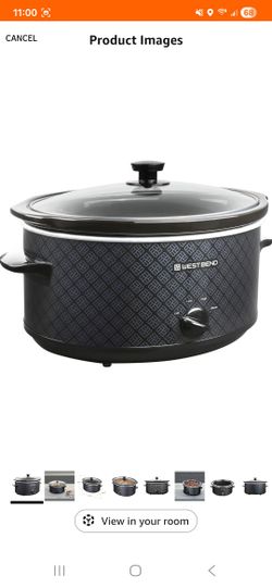 West Bend Slow Cooker 6-Quart Manual Crockery Style with Dishwasher Safe Oval Ceramic Crockpot and Glass Lid Two Temperature Settings Plus Keep Warm, 