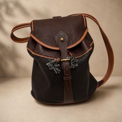 Vintage Dooney & Bourke All-Weather Leather Drawstring Backpack Pebbled Leather