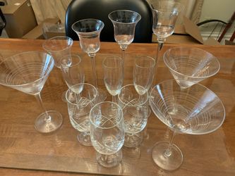 Lot of 13 cocktails glasses