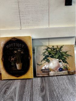 2-4x6 decopaged pictures on wood
