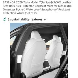 Basenor Tesla Model Y 2020-2026 Leather Seat Back Kick Protectors 