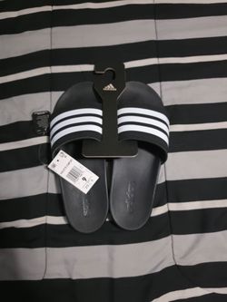 NWT Adidas Adilette Comfort Slides - Core Black / White (Men's Size 9)