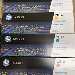 HP 201A toner black, cyan, magenta, yellow.