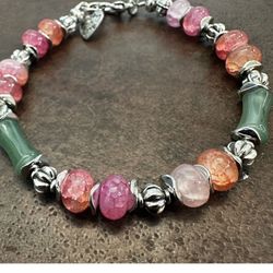 Chic Beaded Bracelet with Silver Accents