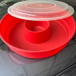 Vintage Tupperware Appetizer Tray With Lid, Veggie And Chips And Dip Tray