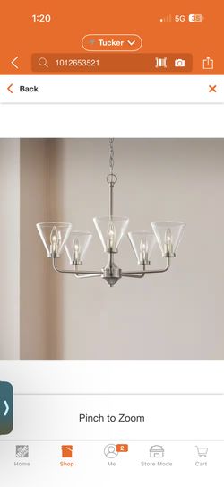 Myles 5-Light Reversible Chandelier Brushed Nickel Finish Clear Glass Shades