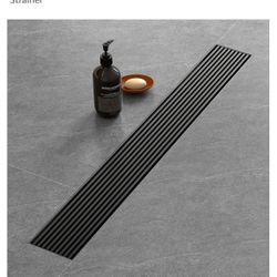 24 Inch Linear Shower Drain with Removable Wedge Wire Pattern Grate, Matte Black