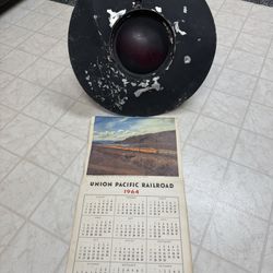 1964 Union Pacific Railroad Calendar & RR Signal Light