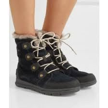 Sorel Explorer Joan Boot Size 8 Black Faux Fur