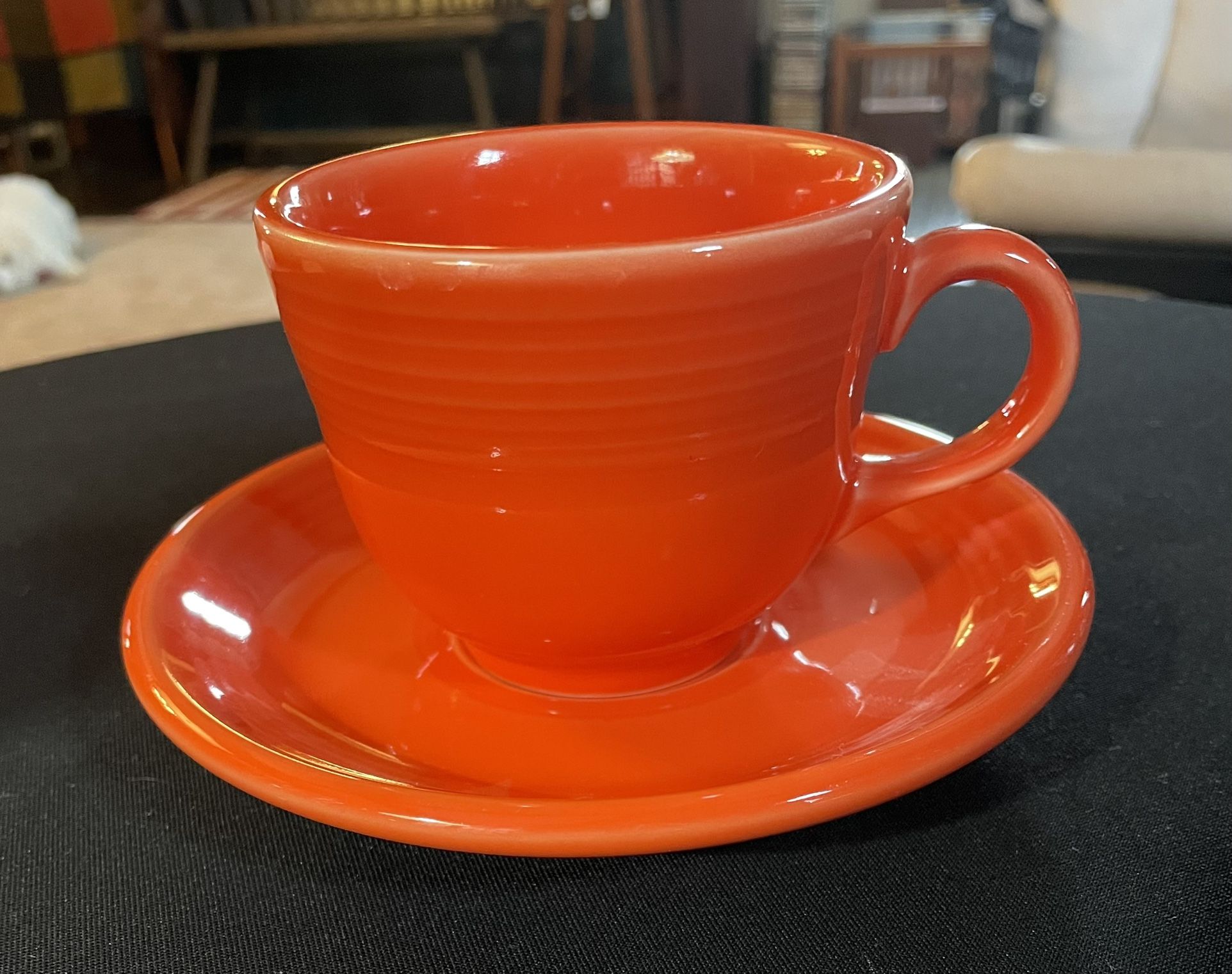 Fiestaware Fiesta Ware tea cup& saucer. HLC, Orange Poppy