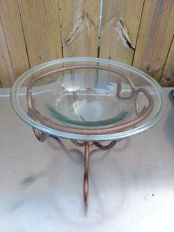 Hand Blown Glass And Wrought Iron Candle Centerpiece