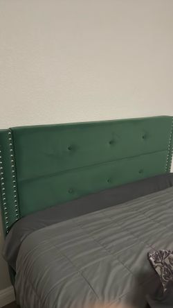 Emerald Green Velvet Queen Bed Frame – Excellent Condition