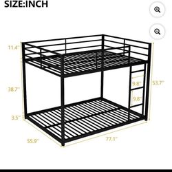 ALMOST NEW Full Over Full Metal Low Bunk Bed with Ladder - Black
