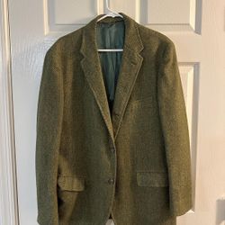 Men’s Vintage Olive green Tweed Lounge Jacket Size Large 