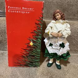 Possible Dreams Clothiques Irish St Patty's Girl/Shamrock Apron Figurine