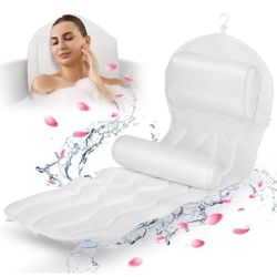Full Body Bath Pillow for Bathtub, Bath Pillows Cushions for Tub Neck Shoulder Back Support,14 Suction Cups Luxury Bath Tub Mat with Pillow for Adults