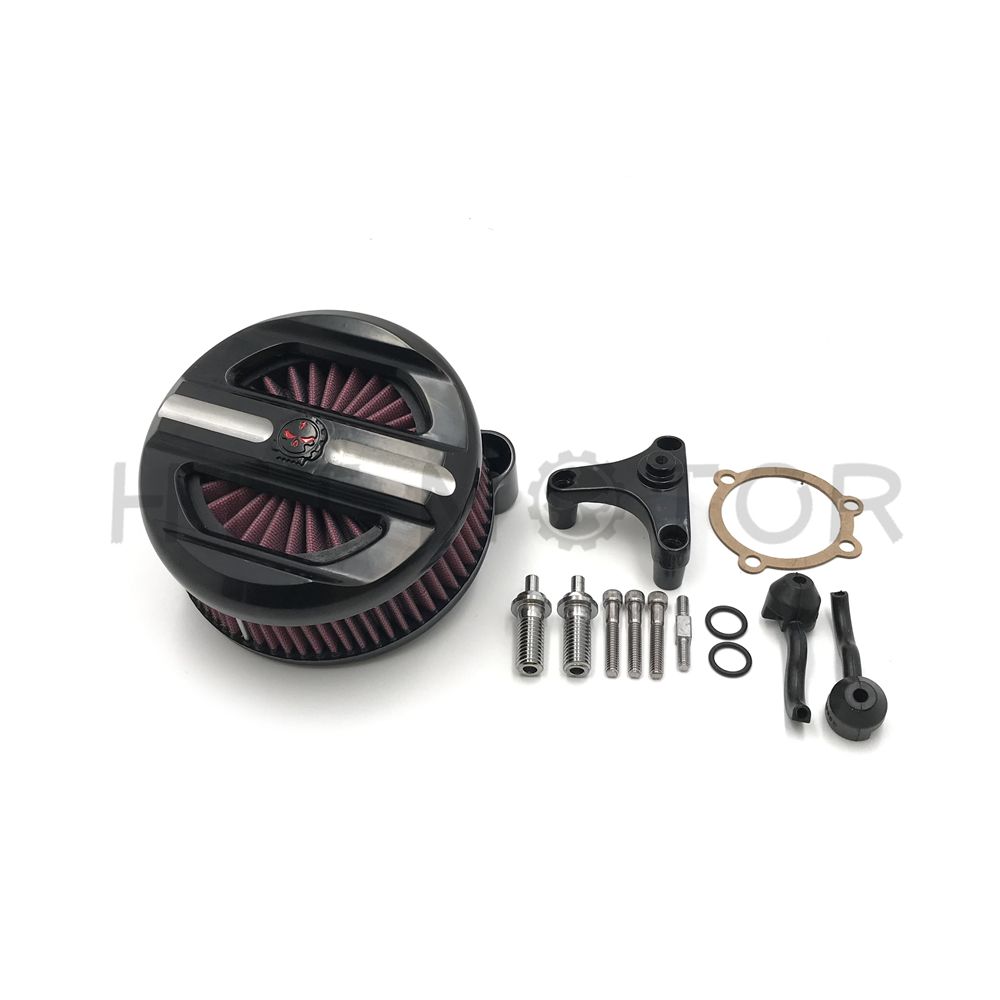 Black Slotted Skull Air Intake Cleaner Kit For Harley 2007-2017 XL Sportster 1200 Iron 883 PN: MT225-011-BK-XIN