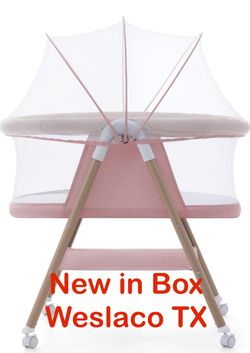 Pink Baby Girl Bassinet Bedside Sleeper