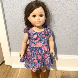 Large Doll With Cowboy Boots And Dress 