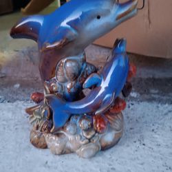 Dolphins Porcelain Statue