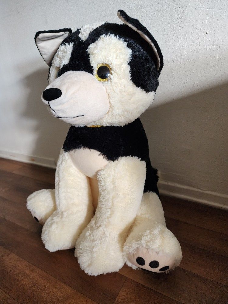 36" Big Puppy Dog Plush Black Ivory Large Toy Super Cute