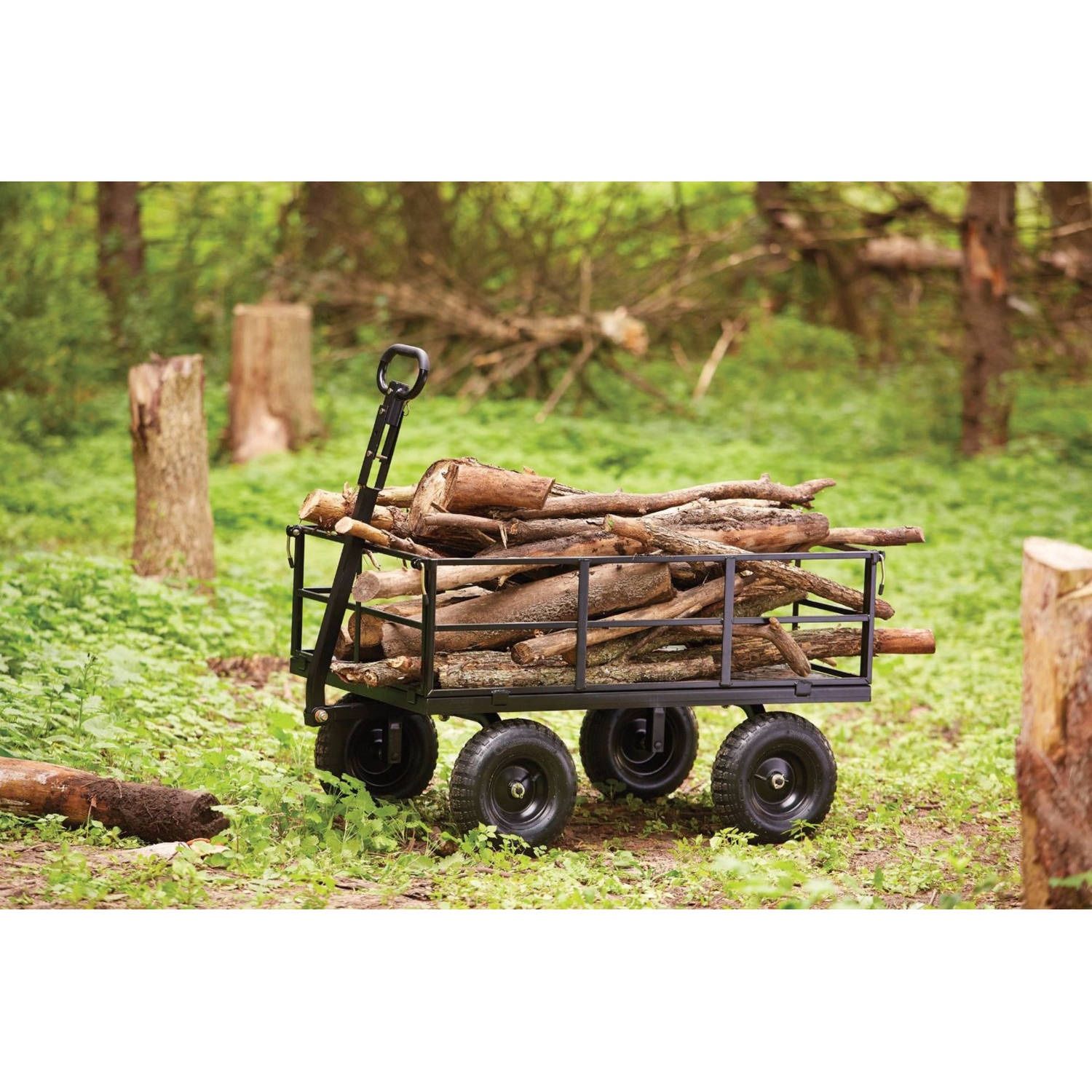 Gorilla Cart GOR1200-COM 9 Cubic Feet Heavy Duty Steel Utility Wagon Cart, Black Black - 13"