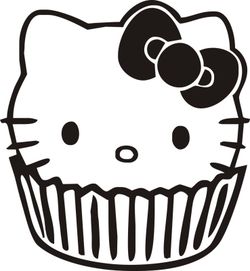 4" Hello Kitty Cupcake Vinyl Decal Sticker