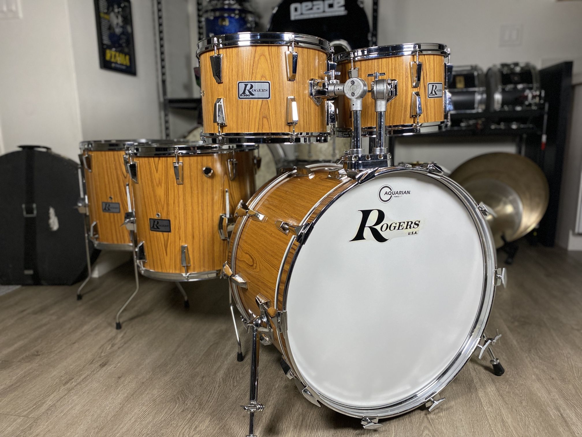 1970s Rogers R-380 Drum Kit Wood Grain