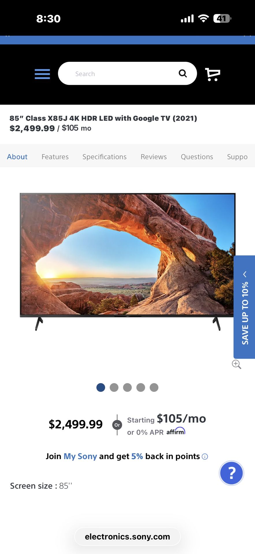 📺 Sony 85” 4K Smart TV – X85J Series (Google TV