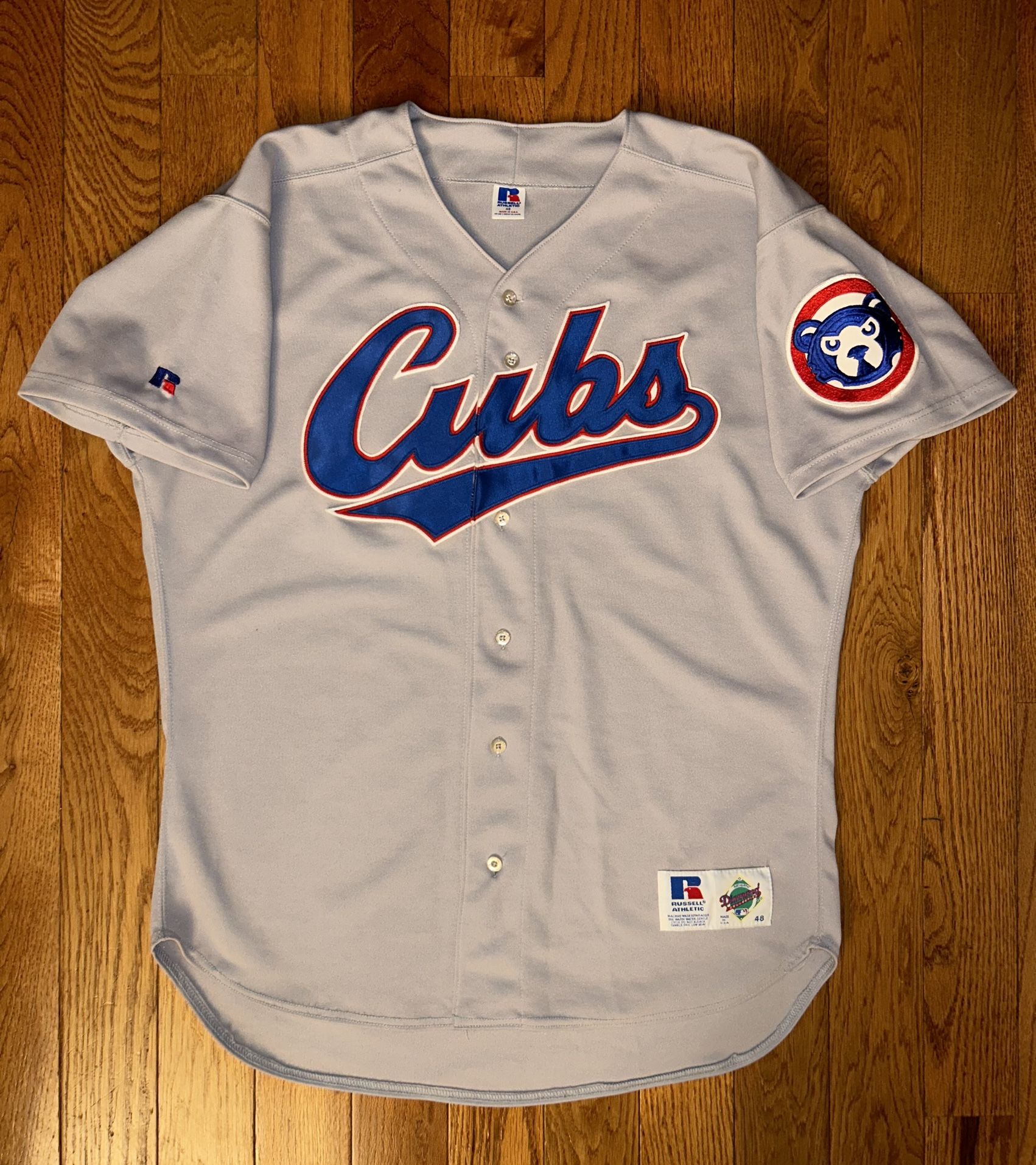 Chicago Cubs Cursive Russell Athletic Diamond Vintage Jersey Sz 48
