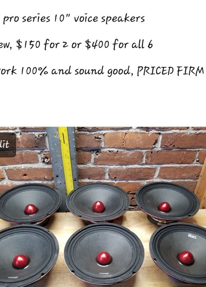 6 Like New 10" Ds18 Pro Voice Speakers