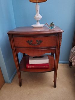 French Provincial Cherry Wood Nightstand End Table