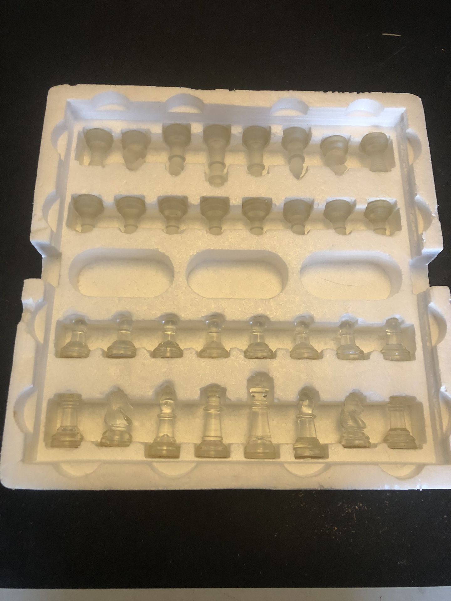 Chess Set Imperial Crystal Glass Transparent Chess Board Open Box Complete