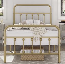NEW - Yaheetech Antique Gold Classic Metal Platform Bed Frame (Twin&Twin XL)