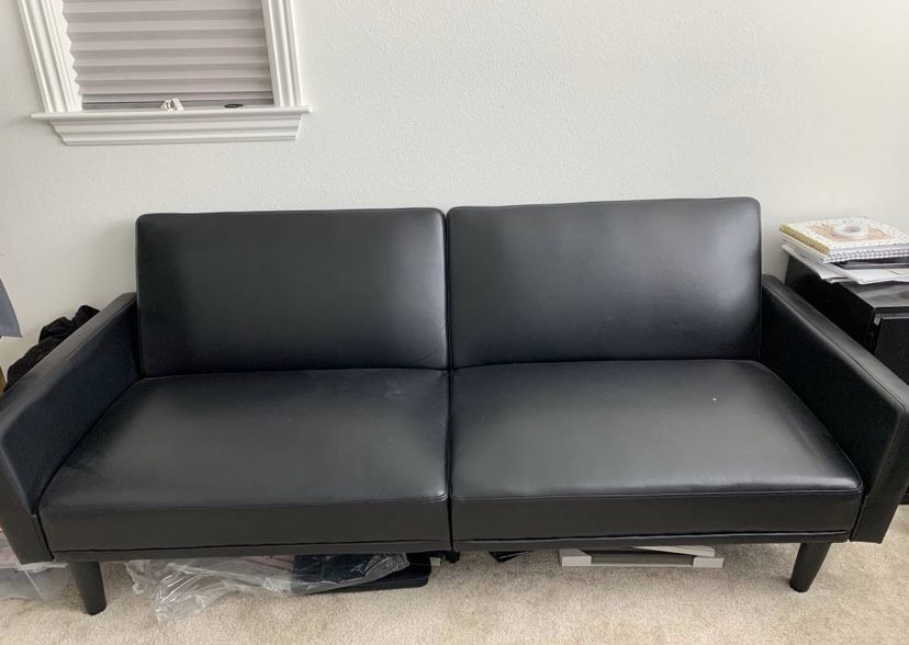 6months old Leather Futon/ sofa bed