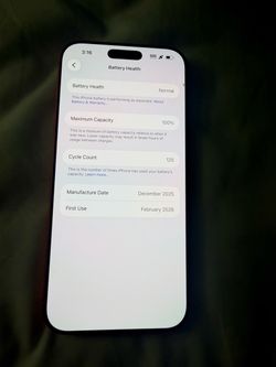 iphone 17 pro max 256gb unlocked clean Imei 🪫 health 100% 🪫 🔁 count is 125 like new conditions no box or accessories $900 cash firm