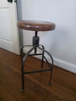 Adjustable Bar Stool Wood and Metal