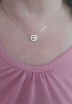 14K ROSE GOLD PLATED DIAMOND NECKLACE.