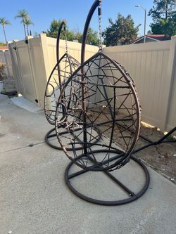 Outdoor Wicker Egg Swing Chair with Stand