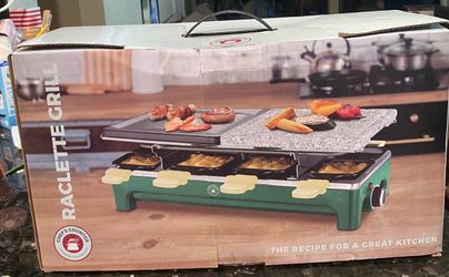 Chef's Counter 8 Person Raclette Grill Electric Tabletop Grill with Stone Plate