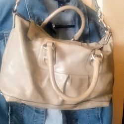 Grey Leather Coach Bag