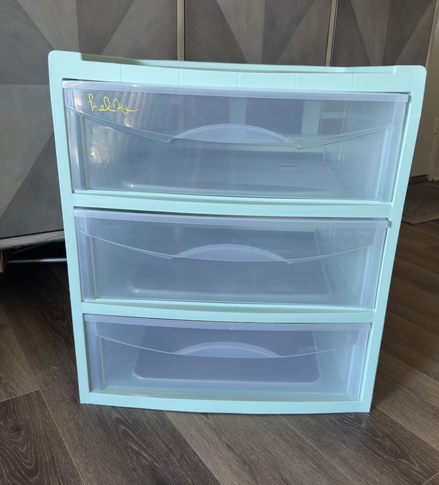 CLEAN 3 Drawer Wide Plastic Container Organizer Clear Mainstays