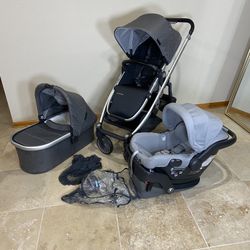 Uppababy Cruz V2 Stroller with Bassinet and Car Seat Grey