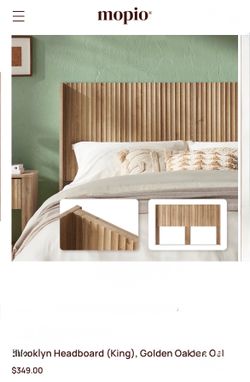 KING Mopio Brooklyn Fluted Panel Wingback Headboard 80.8" - Wall Mount Headboard for King Bed, Modern Farmhouse Bedroom Decor, 4-Panel Assembly - Gold