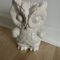 Vintage Pearlescent Owl Cookie Jar